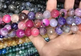 CAA3156 15 inches 12mm faceted round fire crackle agate beads wholesale