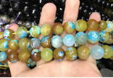 CAA3157 15 inches 12mm faceted round fire crackle agate beads wholesale