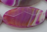 CAA317 15.5 inches 30*60mm faceted oval fuchsia line agate beads