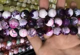 CAA3186 15 inches 14mm faceted round fire crackle agate beads wholesale