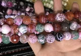 CAA3187 15 inches 14mm faceted round fire crackle agate beads wholesale