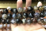 CAA3191 15 inches 14mm faceted round fire crackle agate beads wholesale