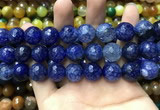 CAA3195 15 inches 14mm faceted round fire crackle agate beads wholesale