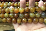 CAA3196 15 inches 14mm faceted round fire crackle agate beads wholesale