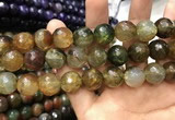 CAA3199 15 inches 14mm faceted round fire crackle agate beads wholesale