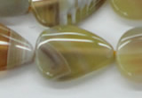 CAA320 15.5 inches 22*32mm flat teardrop yellow line agate beads