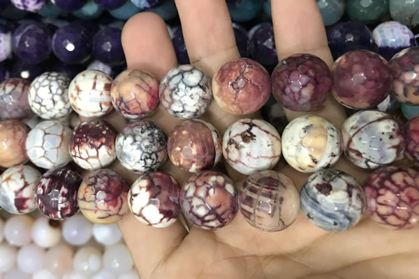 CAA3235 15 inches 16mm faceted round fire crackle agate beads wholesale