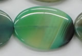 CAA329 15.5 inches 30*40mm oval green line agate beads