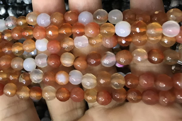 CAA3310 15 inches 6mm faceted round agate beads wholesale