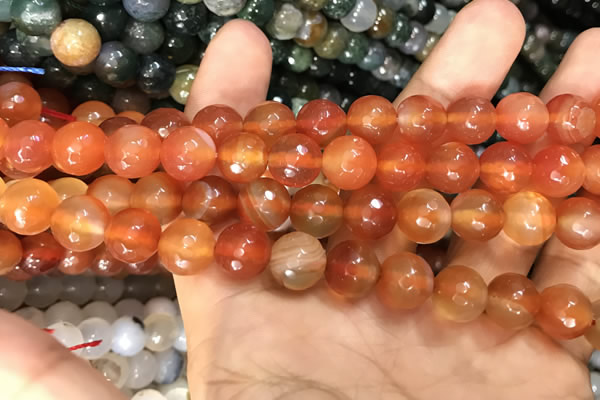 CAA3368 15 inches 10mm faceted round agate beads wholesale