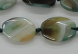 CAA337 15.5 inches 18*25mm faceted oval green line agate beads