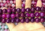 CAA3401 15 inches 12mm faceted round agate beads wholesale