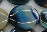 CAA341 15.5 inches 35mm flat round blue line agate beads