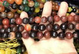 CAA3410 15 inches 12mm faceted round agate beads wholesale