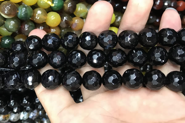 CAA3412 15 inches 12mm faceted round agate beads wholesale