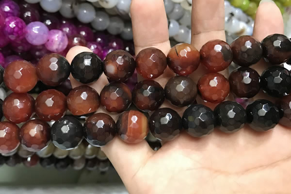 CAA3428 15 inches 14mm faceted round agate beads wholesale