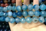 CAA3434 15 inches 14mm faceted round agate beads wholesale