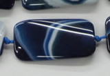 CAA345 15.5 inches 20*45mm twisted rectangle blue line agate beads