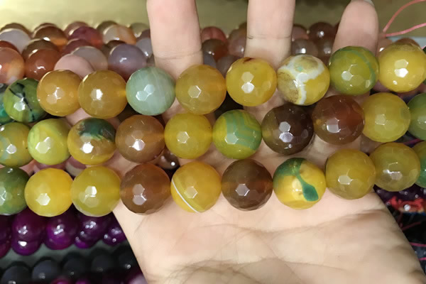 CAA3450 15 inches 16mm faceted round agate beads wholesale