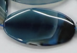 CAA347 15.5 inches 30*60mm oval blue line agate gemstone beads