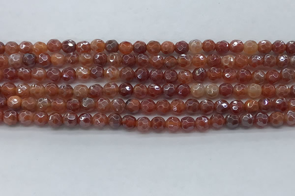 CAA3508 15.5 inches 4mm faceted round AB-color fire agate beads