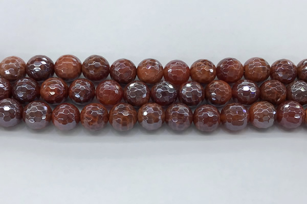 CAA3512 15.5 inches 12mm faceted round AB-color fire agate beads