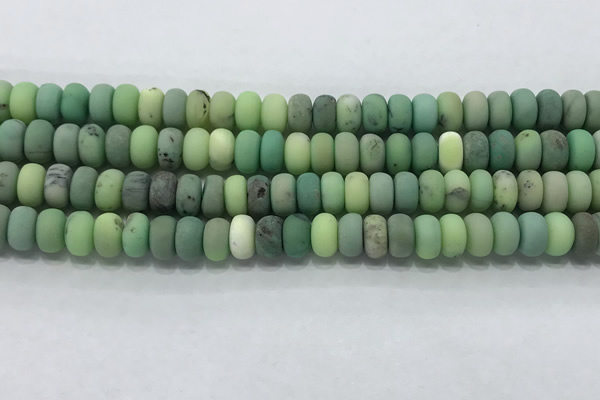 CAA3523 15.5 inches 5*8mm rondelle matte grass agate beads wholesale