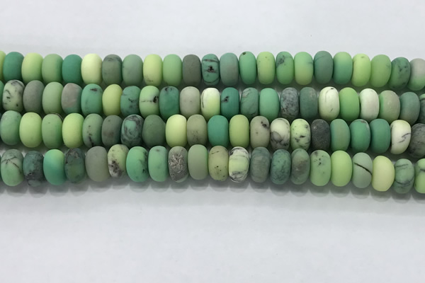 CAA3524 15.5 inches 6*10mm rondelle matte grass agate beads wholesale