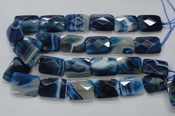 CAA353 15.5 inches 22*30mm faceted rectangle blue line agate beads