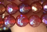 CAA3549 15.5 inches 6mm faceted round AB-color red agate beads