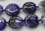 CAA355 15.5 inches 18mm flat round violet line agate gemstone beads