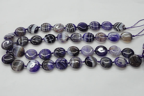 CAA355 15.5 inches 18mm flat round violet line agate gemstone beads