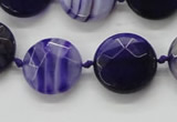 CAA356 15.5 inches 18mm faceted coin violet line agate beads