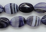 CAA357 15.5 inches 13*18mm faceted oval violet line agate beads