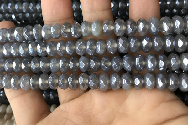 CAA3571 15.5 inches 5*8mm faceted rondelle AB-color grey agate beads