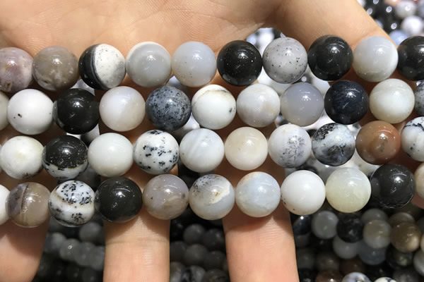 CAA3578 15.5 inches 10mm round parral dendrite agate beads