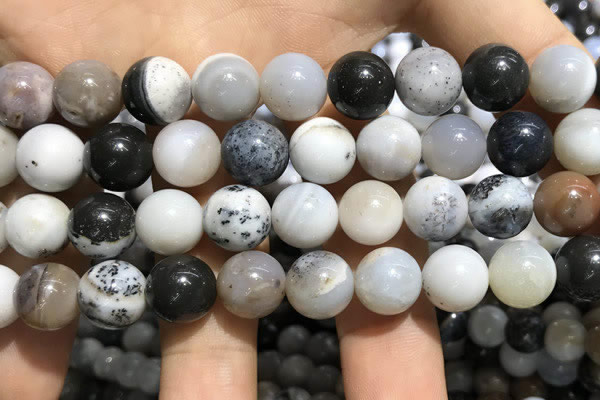 CAA3579 15.5 inches 12mm round parral dendrite agate beads