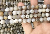 CAA3588 15.5 inches 8mm round matte ocean fossil agate beads