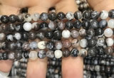 CAA3592 15.5 inches 6mm round black zebra agate beads wholesale