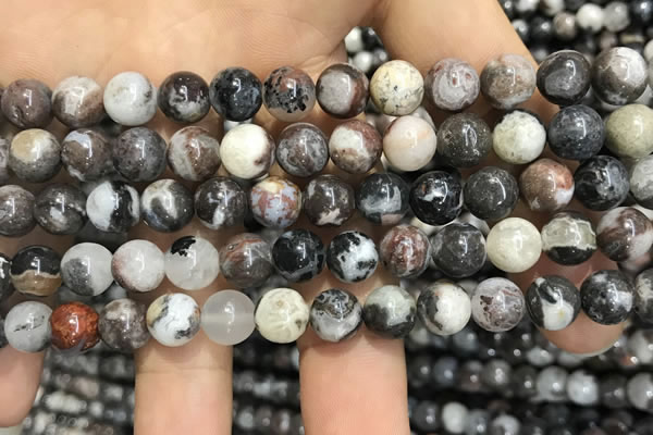 CAA3593 15.5 inches 8mm round black zebra agate beads wholesale