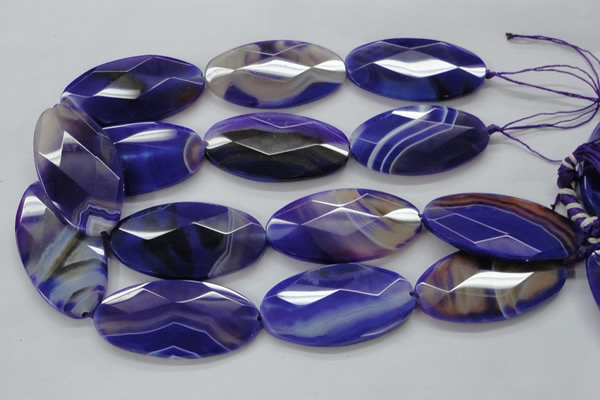 CAA360 15.5 inches 30*40mm faceted oval violet line agate beads