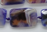 CAA362 15.5 inches 25*30mm faceted rectangle violet line agate beads