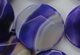 CAA364 15.5 inches 34mm faceted coin violet line agate beads