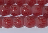 CAA3686 15.5 inches 6mm round matte & carved red agate beads