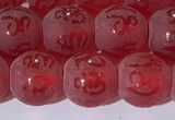 CAA3687 15.5 inches 8mm round matte & carved red agate beads