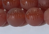 CAA3689 15.5 inches 12mm round matte & carved red agate beads