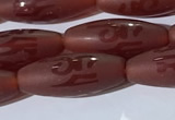 CAA3693 15.5 inches 8*19mm rice matte & carved red agate beads