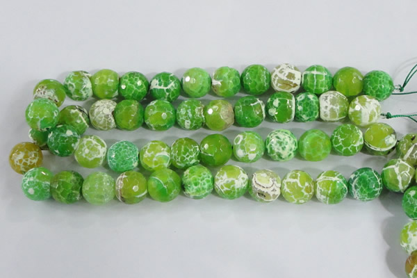 CAA372 15.5 inches 12mm faceted round fire crackle agate beads