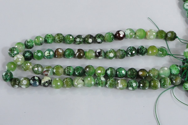 CAA375 15.5 inches 8mm faceted round fire crackle agate beads