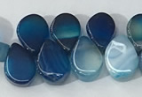 CAA3755 Top drilled 5*8mm flat teardrop line agate beads